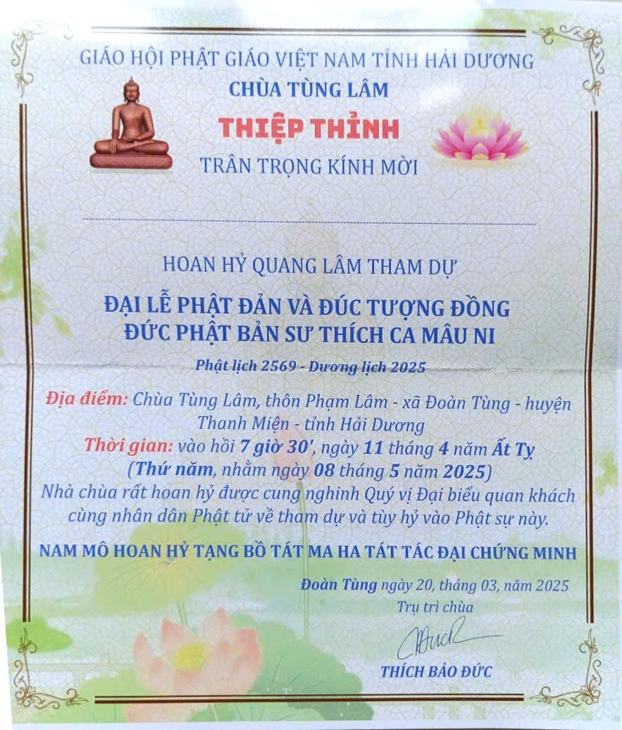 Mời tham dự lễ Rót đồng tượng Phật Thích Ca lối Bồ đề Đạo tràng Ấn Độ ngày 11/4AL