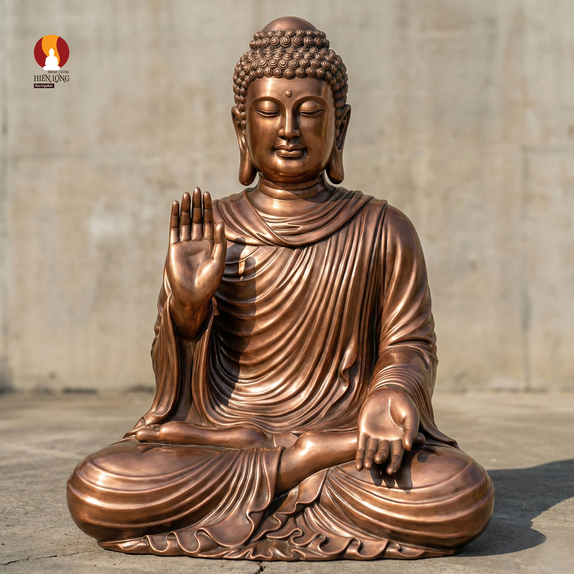 Kim thân tượng Phật Thích Ca thủ ấn thí nguyện đúc Đồng Đỏ - Tối ưu ngân sách