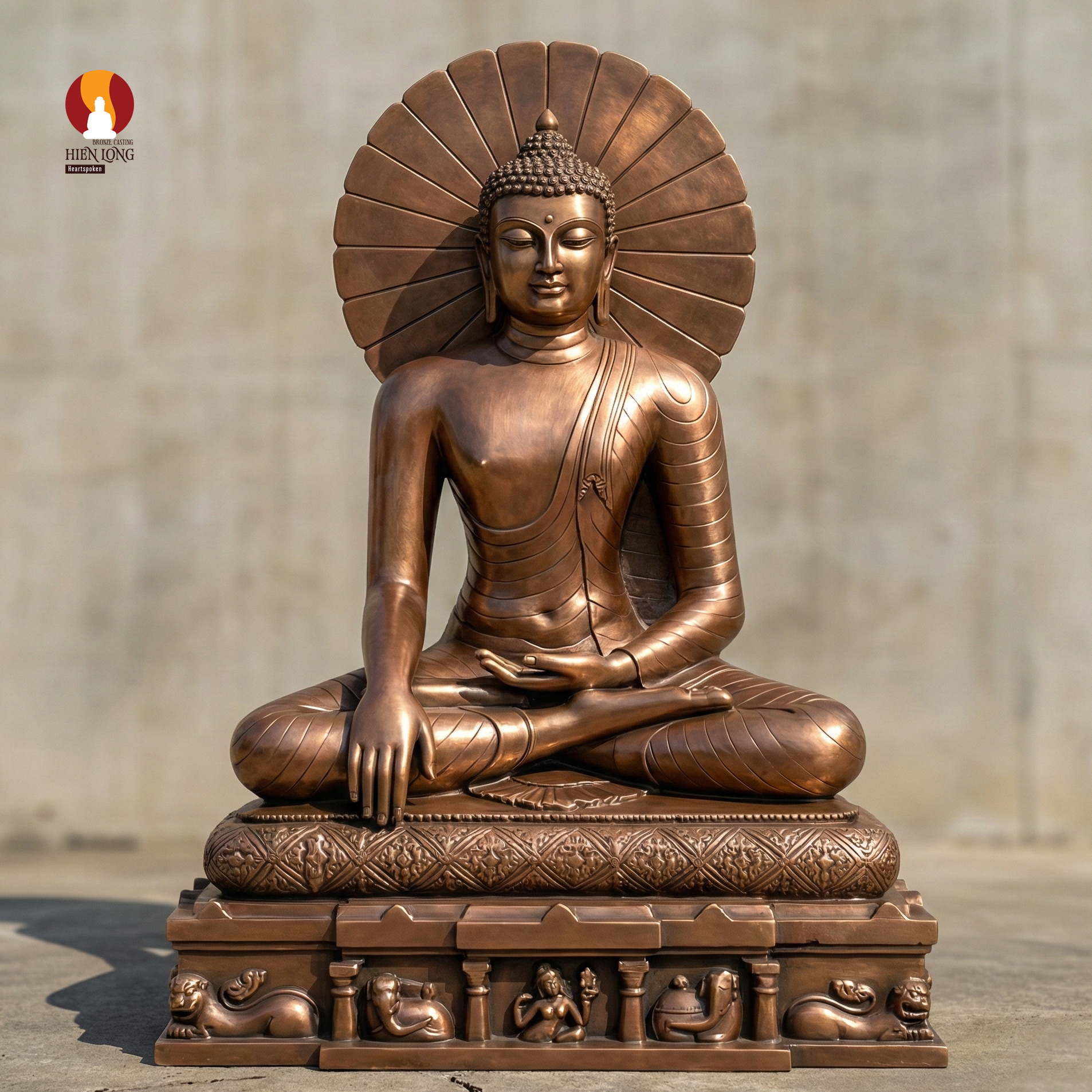Tượng Phật Thích Ca Bodhgaya - Bồ đề Đạo tràng - Ấn Độ đồng đỏ thờ trong Chùa mẫu 2