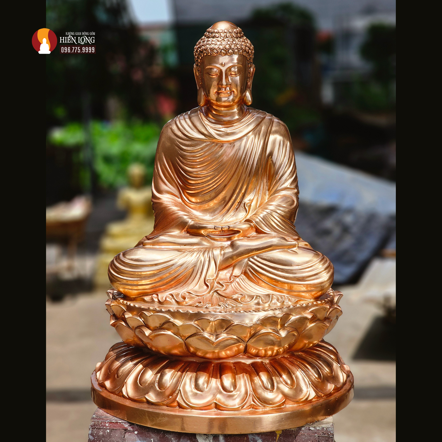 Tượng Phật Thích Ca ngồi Thiền định cao 50cm đồng đỏ cao cấp để mộc 2