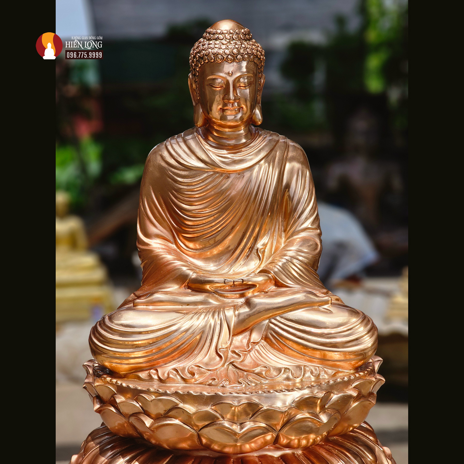 Tượng Phật Thích Ca ngồi Thiền định cao 50cm đồng đỏ cao cấp để mộc 2