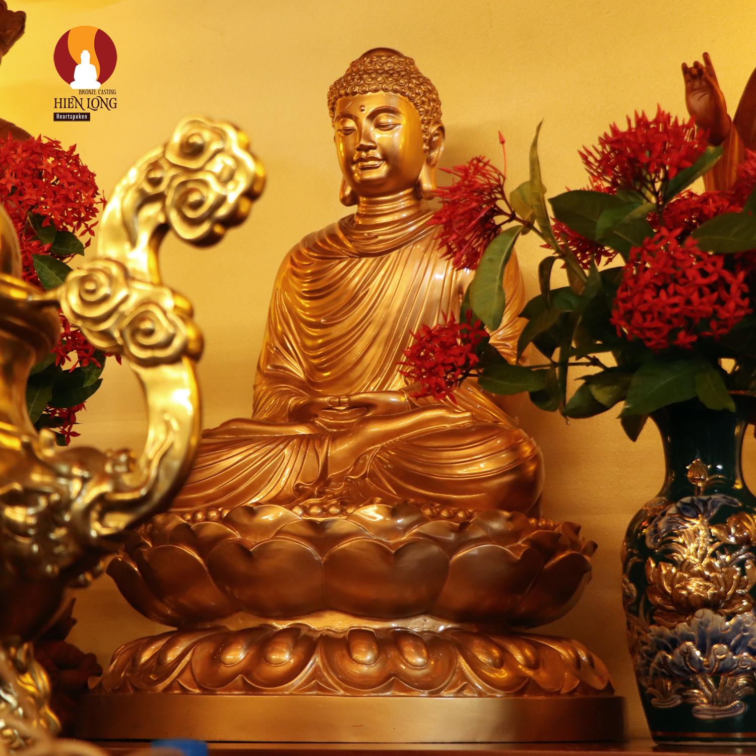 Tượng Phật Thích Ca tọa Thiền thờ trong Chùa hoặc nhà riêng, đồng đỏ 2