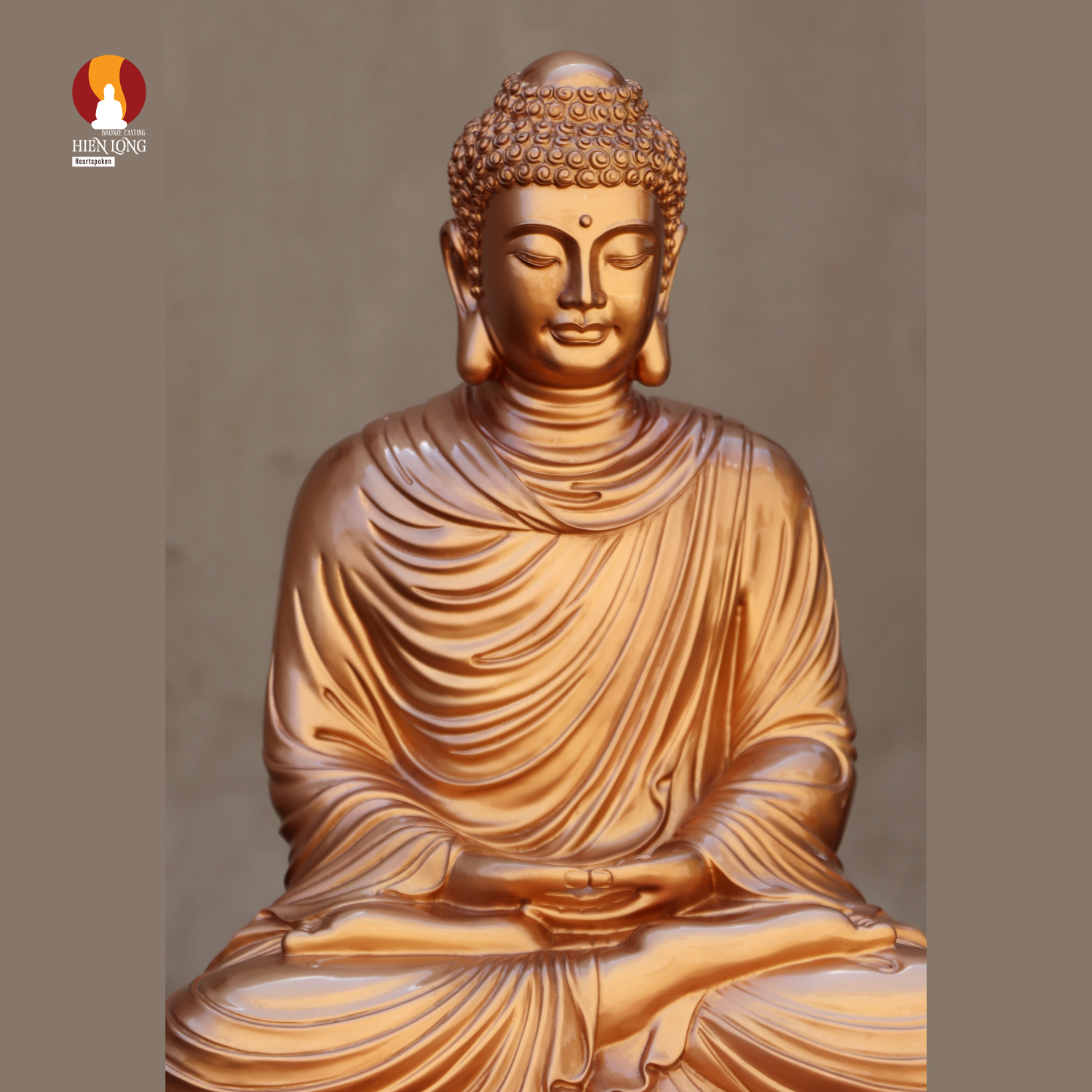 Tượng Phật Thích Ca tọa Thiền thờ trong Chùa hoặc nhà riêng, đồng đỏ 1