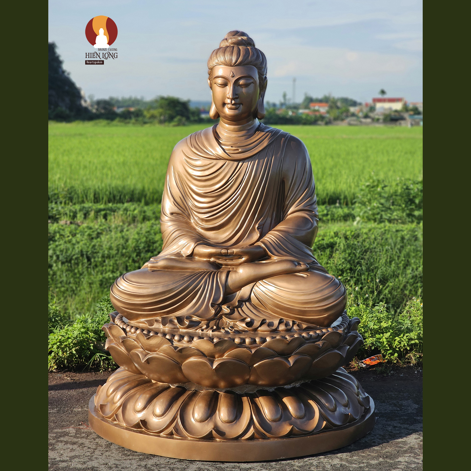 Tượng Phật Thích Ca lối Gandhara tọa Thiền thờ trong Chùa, đồng đỏ 1