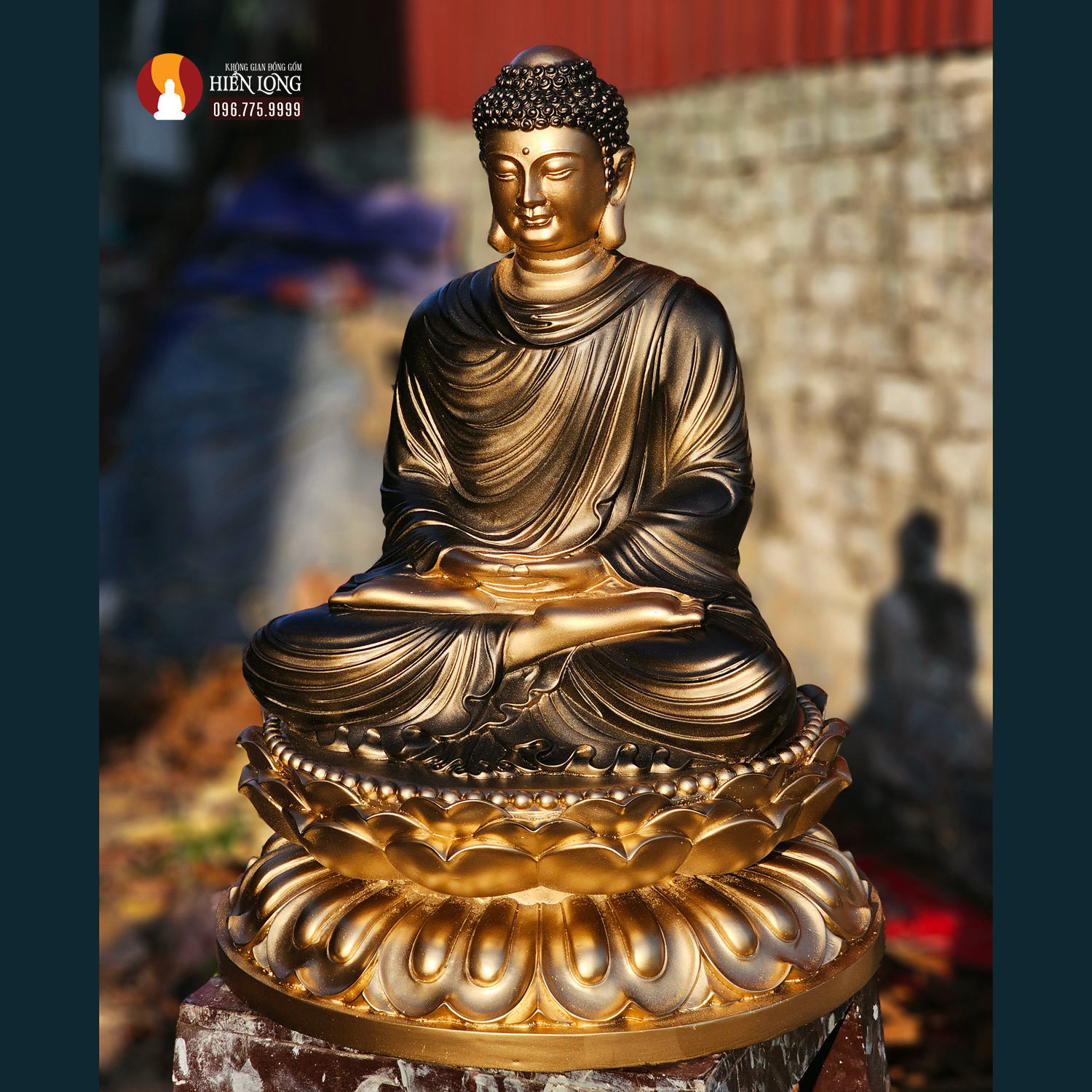 Tượng Phật Thích Ca tọa Thiền thờ trong Chùa, đồng đỏ phủ sơn bảo vệ 4