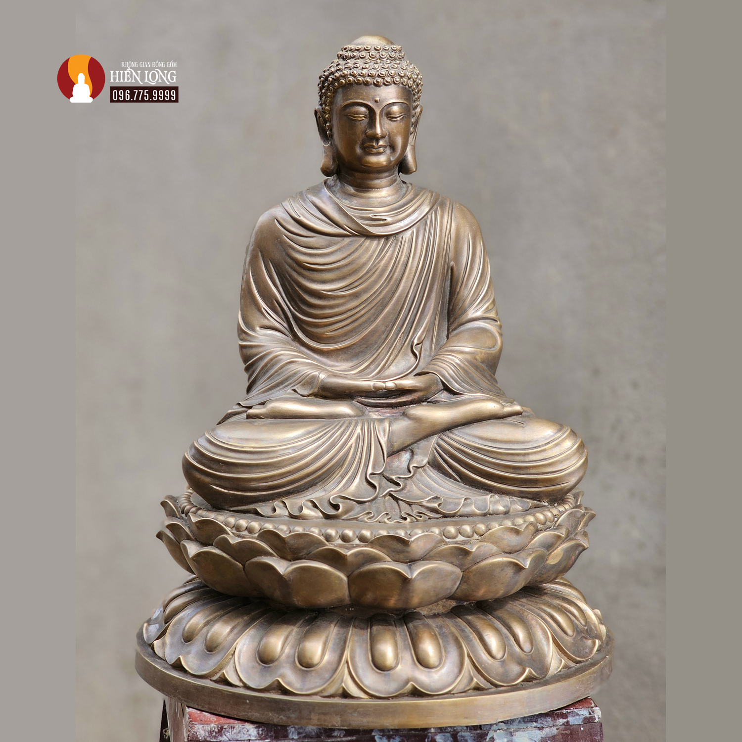 Tượng Phật Thích Ca tọa Thiền thờ trong Chùa hoặc tại gia, đồng vàng để mộc 2