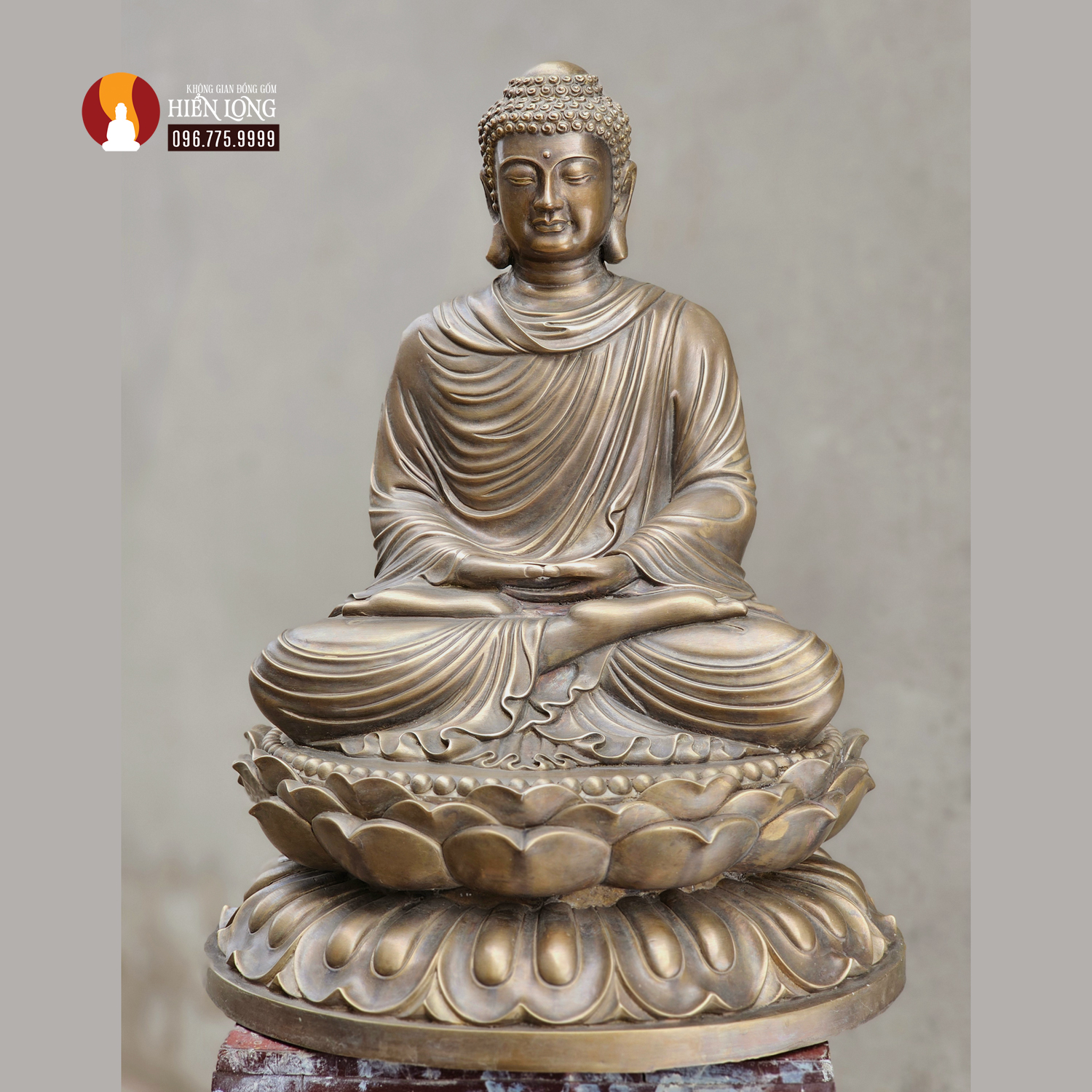 Tượng Phật Thích Ca tọa Thiền thờ trong Chùa hoặc tại gia, đồng vàng để mộc 2
