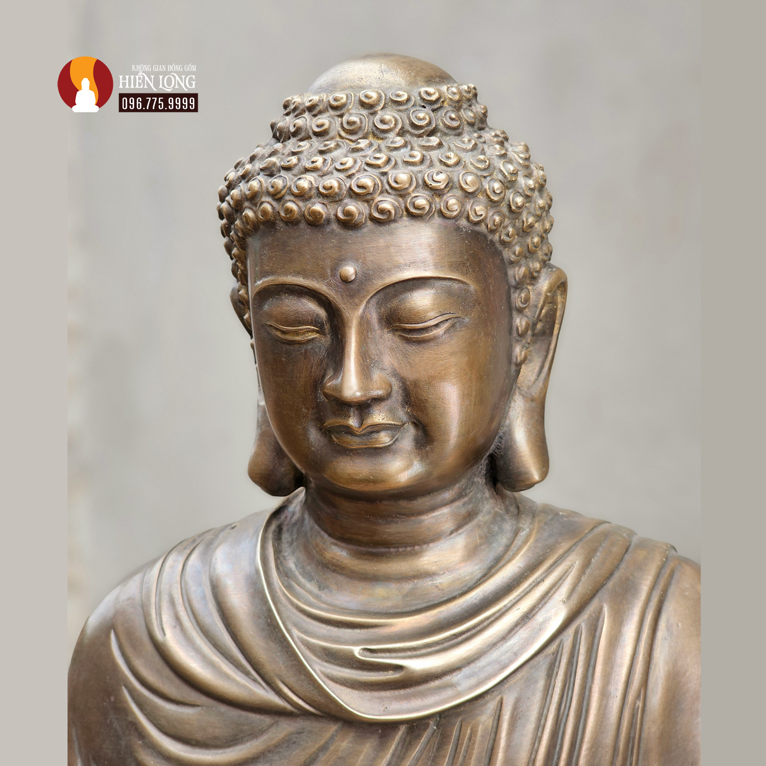 Tượng Phật Thích Ca tọa Thiền thờ trong Chùa hoặc tại gia, đồng vàng để mộc 2