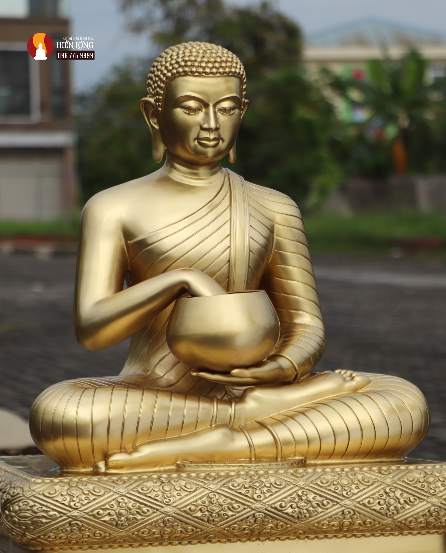 Tượng Thánh tăng Sivali ngồi thờ trong Chùa, đồng vàng, đúc công nghệ cao