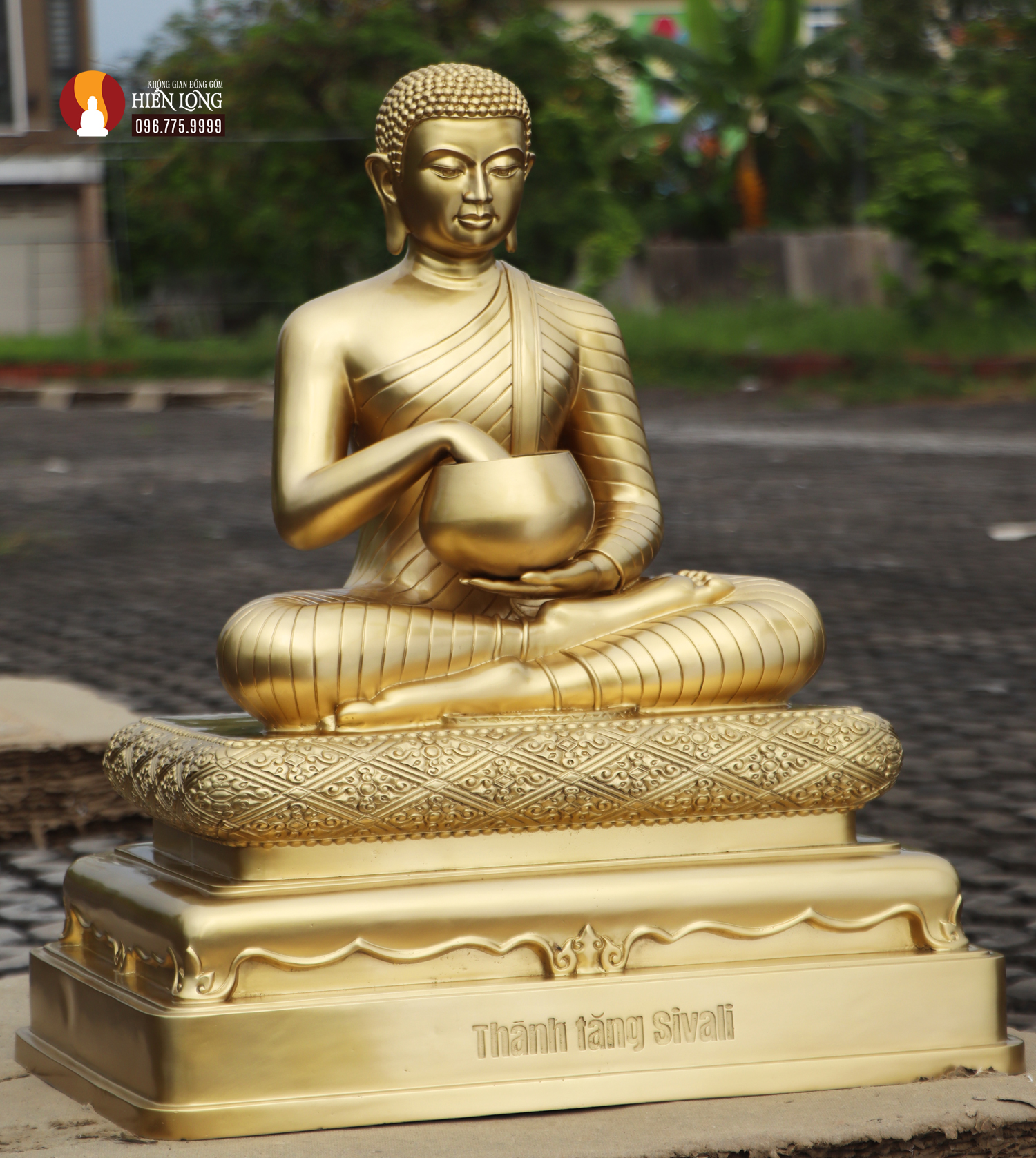 Tượng Thánh tăng Sivali ngồi thờ trong Chùa, đồng vàng, đúc công nghệ cao