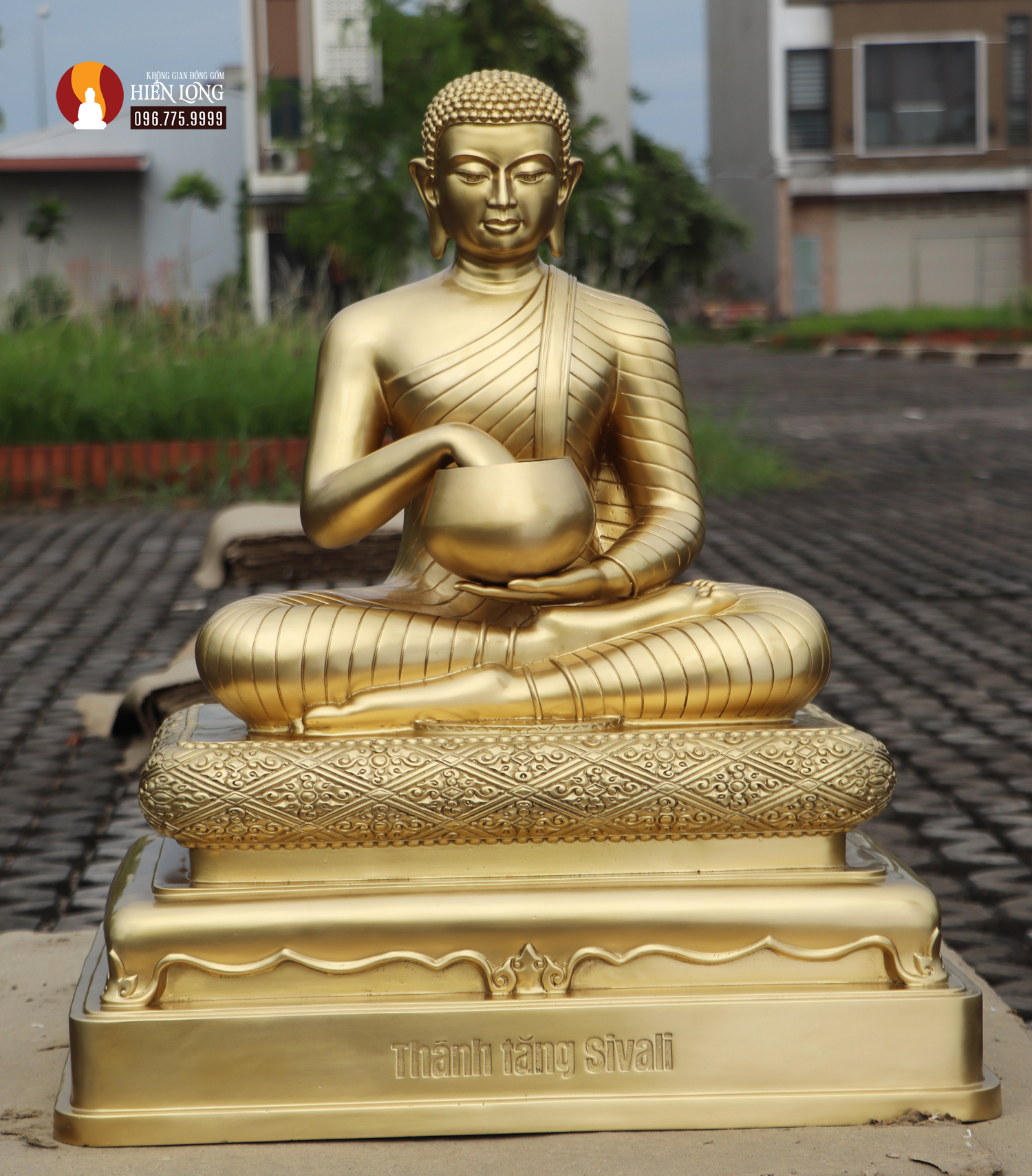 Tượng Thánh tăng Sivali ngồi thờ trong Chùa, đồng vàng, đúc công nghệ cao