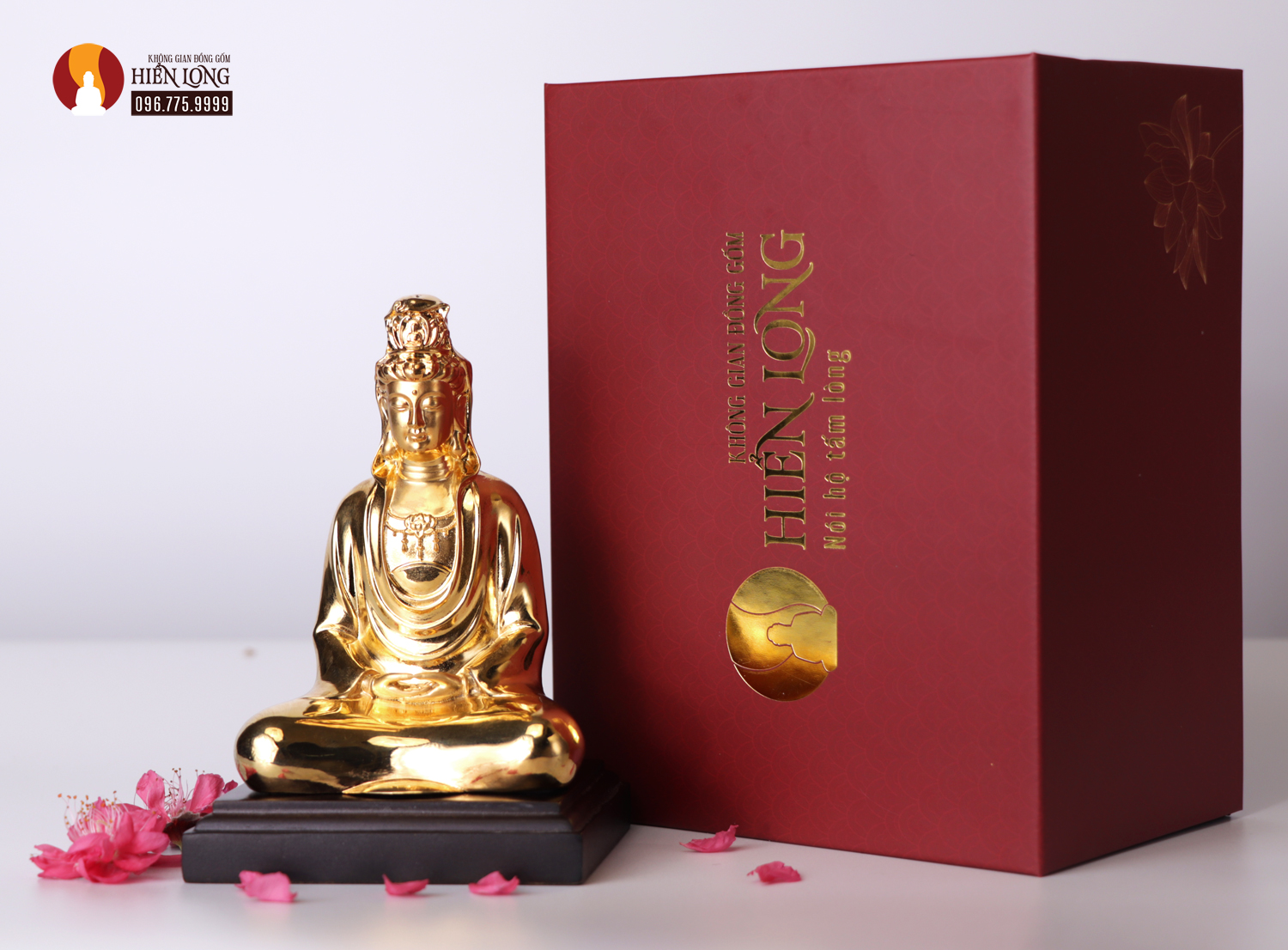 Tượng Phổ Bi Quán âm cao 11,5 cm mạ vàng 24k