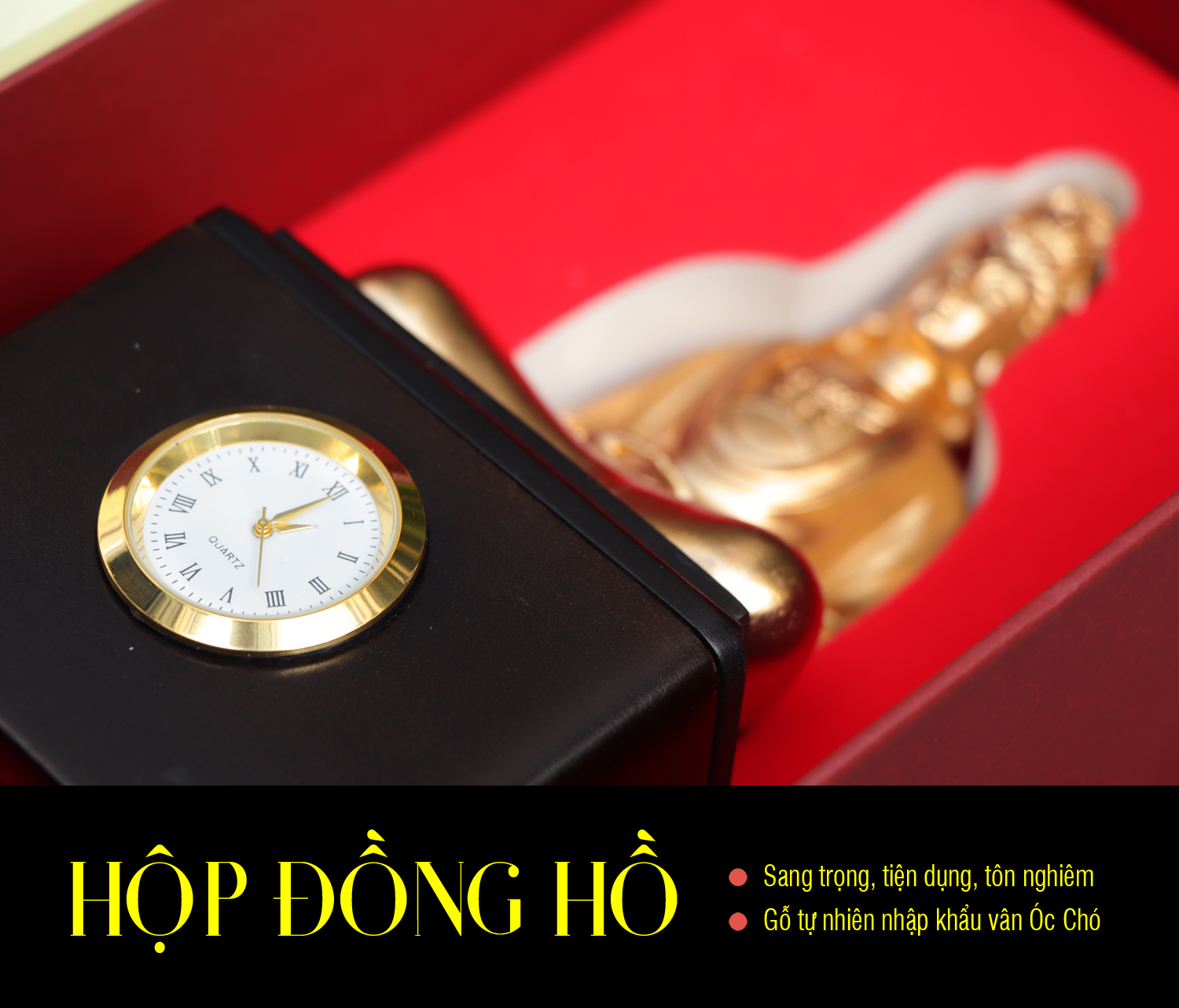 Tượng Quan âm Diệu Giác Thời cao 19cm mạ vàng 24k