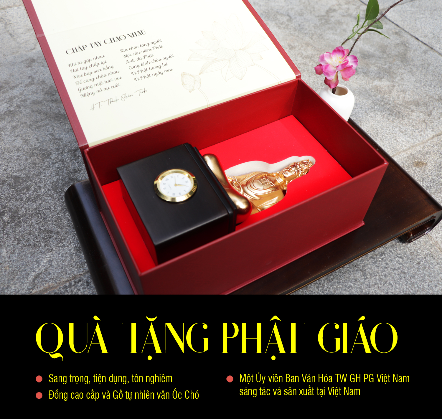 Tượng Quan âm Diệu Giác Thời cao 19cm mạ vàng 24k