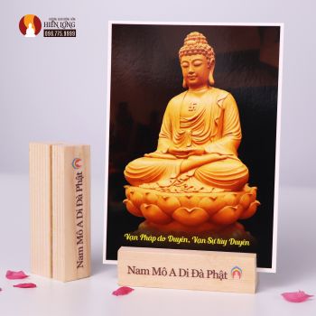 Combo Kệ gỗ gài ảnh Phật giáo dài 8 cm