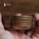 Đế lót tách trà đồng thau dáng hoa Thu Hải Đường, chạm khắc thủ công tinh xảo