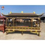 Lầu đốt hương - hương đình cỡ lớn đặt trước chính điện bằng đồng đỏ mẫu 1