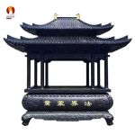Lầu đốt hương - hương đình cỡ lớn đặt trước chính điện bằng đồng đỏ mẫu 1