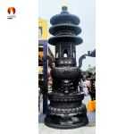 Lư hương bảo tháp nhiều tầng cỡ lớn đặt trước chính điện bằng đồng đỏ mẫu 1