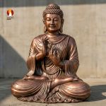 Kim thân tượng Phật Thích Ca chuyển pháp luân đúc Đồng Đỏ - Giảm Trọng Lượng, Tăng Chiều Cao