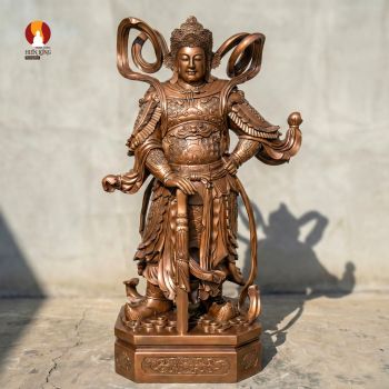 Tượng Hộ pháp Vi Đà đứng, đồng đỏ thờ trong Chùa mẫu 1