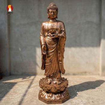 Tượng Phật A Di Đà đứng tiếp dẫn - Vô lượng quang minh - Sắc diện từ bi