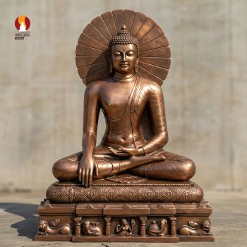 Tượng Phật Thích Ca Bodhgaya - Bồ đề Đạo tràng - Ấn Độ đồng đỏ thờ trong Chùa mẫu 2