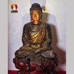 Tượng Phật Thích Ca tọa Thiền thờ trong Chùa hoặc tại nhà riêng, đồng đỏ giả gỗ cổ