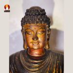 Tượng Phật Thích Ca tọa Thiền thờ trong Chùa hoặc tại nhà riêng, đồng đỏ giả gỗ cổ