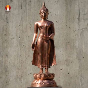 Tượng Phật Thích Ca  lối Sukhothai Nam tông Thái Lan thờ trong Chùa, đồng đỏ phủ sơn bảo vệ mẫu 1