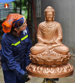 Tượng Phật Thích Ca tọa Thiền thờ trong Chùa hoặc nhà riêng, đồng đỏ