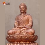Tượng Phật Thích Ca tọa Thiền thờ trong Chùa hoặc nhà riêng, đồng đỏ để mộc