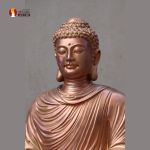 Tượng Phật Thích Ca tọa Thiền thờ trong Chùa hoặc nhà riêng, đồng đỏ để mộc