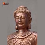 Tượng Phật Thích Ca tọa Thiền thờ trong Chùa hoặc nhà riêng, đồng đỏ để mộc