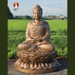Tượng Phật Thích Ca lối Gandhara tọa Thiền thờ trong Chùa, đồng đỏ 1