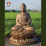 Tượng Phật Thích Ca lối Gandhara tọa Thiền thờ trong Chùa, đồng đỏ 1