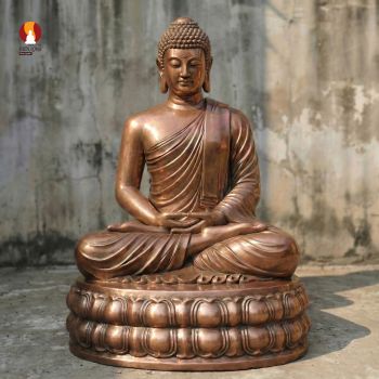 Tượng Phật Thích Ca lối Nguyên thủy tọa Thiền thờ trong Chùa, đúc đồng đỏ