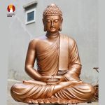 Kim thân tượng Phật Thích Ca lối Nguyên thủy tọa Thiền thờ trong Chùa, đồng đỏ 1