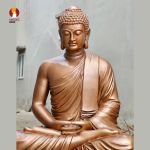 Kim thân tượng Phật Thích Ca lối Nguyên thủy tọa Thiền thờ trong Chùa, đồng đỏ 1
