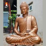 Kim thân tượng Phật Thích Ca lối Nguyên thủy tọa Thiền thờ trong Chùa, đồng đỏ 1