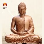 Kim thân tượng Phật Thích Ca lối Nguyên thủy tọa Thiền thờ trong Chùa, đồng đỏ 1
