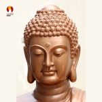 Kim thân tượng Phật Thích Ca lối Nguyên thủy tọa Thiền thờ trong Chùa, đồng đỏ 1