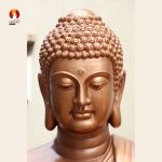 Kim thân tượng Phật Thích Ca lối Nguyên thủy tọa Thiền thờ trong Chùa, đồng đỏ 1
