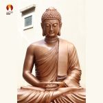 Kim thân tượng Phật Thích Ca lối Nguyên thủy tọa Thiền thờ trong Chùa, đồng đỏ 1