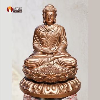 Tượng Phật Thích Ca ngồi Thiền định cao 50cm đồng đỏ phủ sơn bảo vệ 2