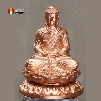 Tượng Phật Thích Ca ngồi Thiền định cao 50cm đồng đỏ phủ sơn bảo vệ 1