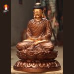 Tượng Phật Thích Ca Thiền định thờ trong Chùa hoặc nhà riêng, đồng đỏ, sơn bảo vệ