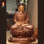 Tượng Phật Thích Ca Thiền định thờ trong Chùa hoặc nhà riêng, đồng đỏ, sơn bảo vệ