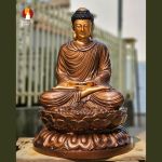 Tượng Phật Thích Ca Thiền định thờ trong Chùa hoặc nhà riêng, đồng đỏ, sơn bảo vệ