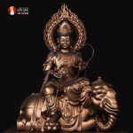 Tượng Phổ Hiền Bồ tát ngồi trên Voi trắng sáu ngà thờ trong chùa phủ sơn bảo vệ